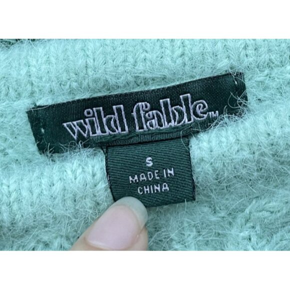 Wild Fable Women’s Cable Knit Sweater Mint Green One Shoulder Tie Size Small NWT - Picture 5 of 9